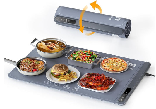 Colorful Food Warming Mat, Upgraded Warming Mat for Food with Graphene Heating Film, Roll Up Electric Warming Tray with 7 Temp Settings