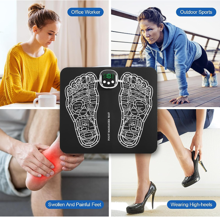 Portable Mini LCD Display EMS Mini Electric Neck Back Body Relief Foot Massager with Pads and Remote Control
