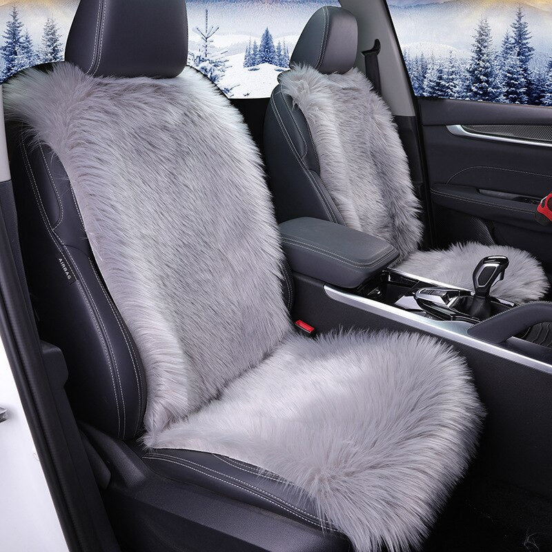 Faux Fur Cushion Auto Cloak Universal Full Set Seat Covers