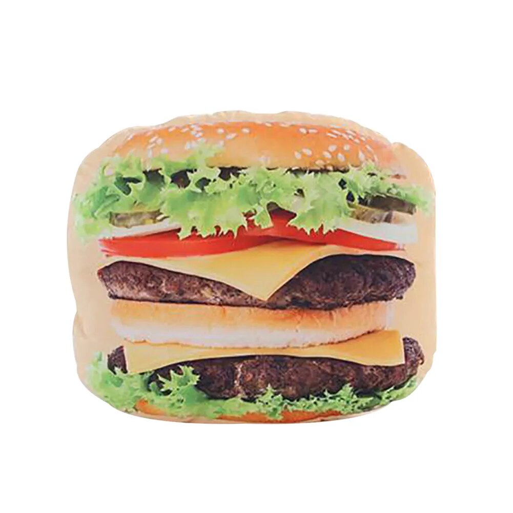 3D Big Funny Food Pizza Donut Hamburger Hotdog Cookie Inspired Design Soft Nap Cushion Decorative Couch Bed Throw Pillows