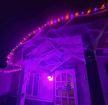 Orange, Purple Halloween Solar String Lights Total 100 ft 300 LED 8 Modes Solar Fairy Lights, Waterproof Lights with Black Wire 2 Pack