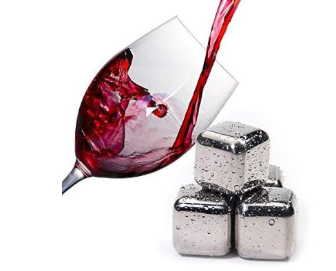 Stainless Steel Ice Cubes Reusable Heart Bullet Round Balls Chilling Stones with Stainless Steel Tong Set