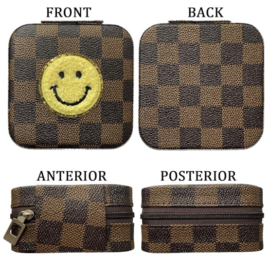 Portable Happy Travel Smiley Face Leather Multi Compartment Jewelry Box