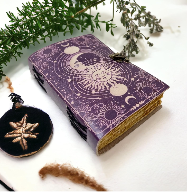 Vintage Leather 200 Page Journal Book of Spell Shadows with Antique Handmade Deckle Edge Paper