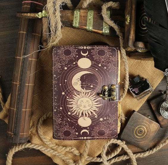 Vintage Leather 200 Page Journal Book of Spell Shadows with Antique Handmade Deckle Edge Paper
