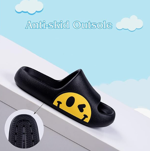 Smiley Face Open Toe Spa Bath Pool Gym House Casual Waterproof Slides Sandles Shoes For Kids Youth