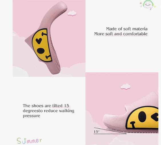 Smiley Face Open Toe Spa Bath Pool Gym House Casual Waterproof Slides Sandles Shoes For Kids Youth