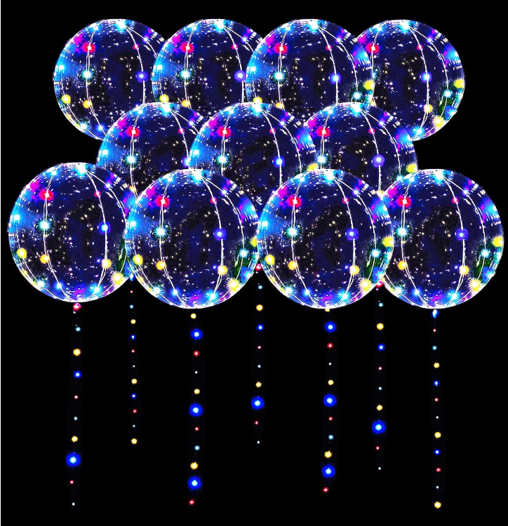 LED Clear 20 in Glow in The Dark Helium Balloons with String