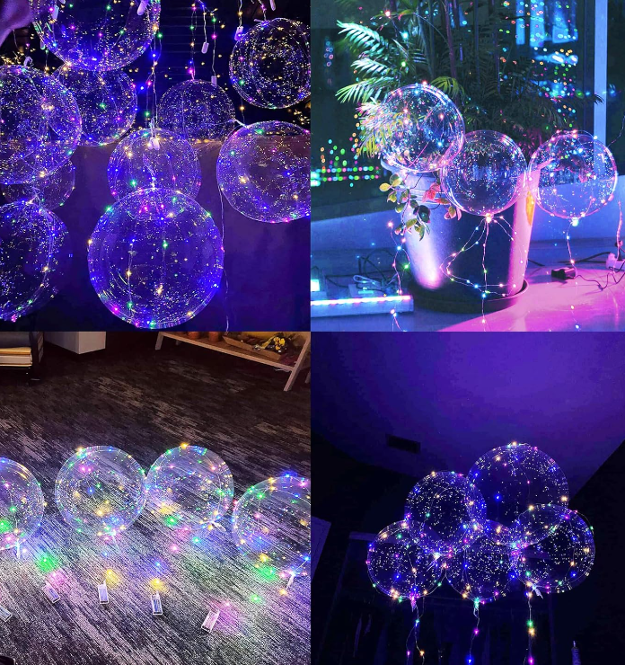 LED Clear LED 12-20in Glow in The Dark Black Purple Orange Arch Halloween Helium Balloons with String Lights 10-30 Packs