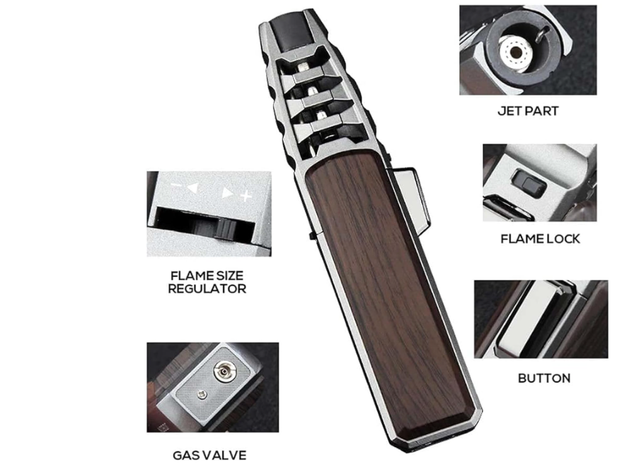 Stainless Steel Gas Mixed Lighter for Camping BBQ Smoking Candles