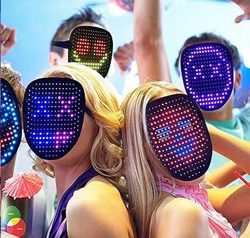 LED Mask Light Up Mask Unisex Light Up Luminous Digital Glow Mask with Gesture Sensing Halloween LED Lighted Face Transforming for Costume Cosplay Party Rave Dj