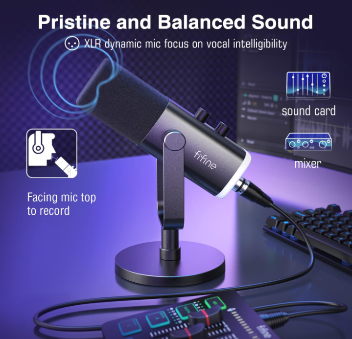 USB Wireless Bluetooth Dynamic Microphone for Podcast Recording, PC Computer Gaming Streaming Microphone