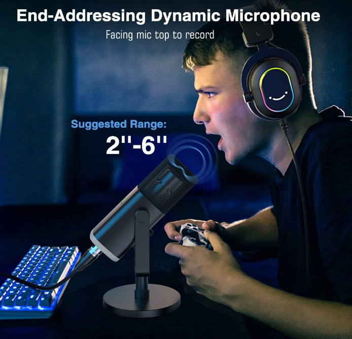 USB Wireless Bluetooth Dynamic Microphone for Podcast Recording, PC Computer Gaming Streaming Microphone