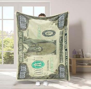 Soft Plush Fleece Flannel Linen Money Printed Fleece Designed Novelty Throw Couch Sofa Bed Spread Blankets