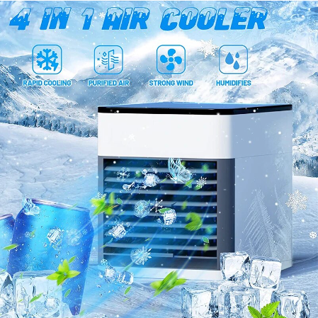 Portable Air Conditioners, Mini Air Conditioner Personal Evaporative Air Cooler with 4 Speeds 7 Colors, 600ML Portable Ac Unit Fan 2 Cool Mist Cooling Fan for Room Office Car7 LED Colors