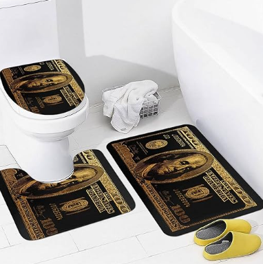 Creative $100 Dollar Bill Money Pink Black Green Non-Slip Floor Bedroom Bathroom Kitchen Long Runner Carpet Rug for Home Decor Size Small Medium Large