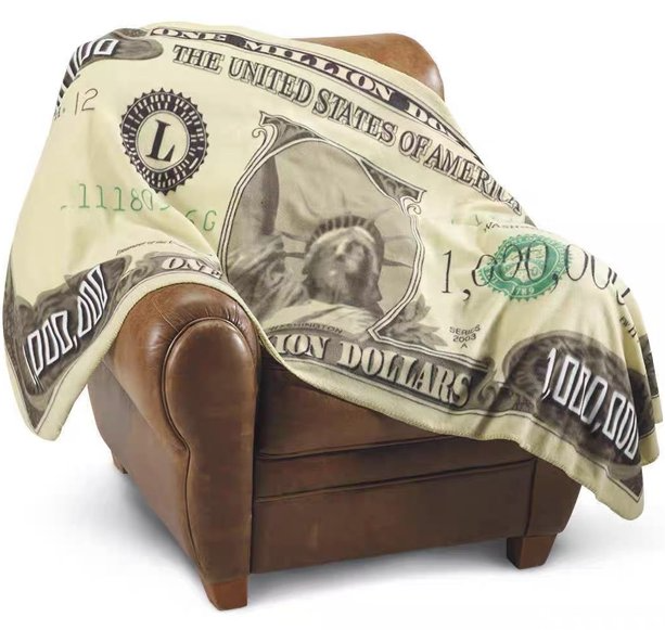 Soft Plush Fleece Flannel Linen Money Printed Fleece Designed Novelty Throw Couch Sofa Picnic Pool Beach Bed Spread Blankets