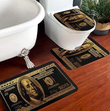 Creative $100 Dollar Bill Money Pink Black Green Non-Slip Floor Bedroom Bathroom Kitchen Long Runner Carpet Rug for Home Decor Size Small Medium Large