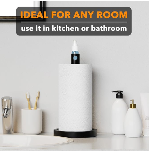 2 in 1 Silver Black Coffee Sunflower Wine Designed Paper Towel Holder with Spray Bottle Inside for Easy Cleaning