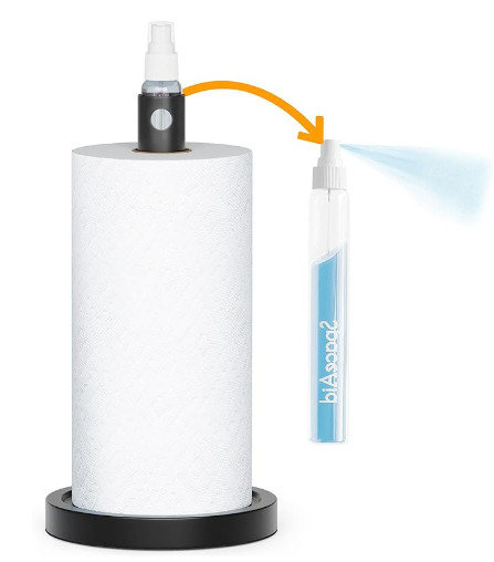 2 in 1 Silver Black Coffee Sunflower Wine Designed Paper Towel Holder with Spray Bottle Inside for Easy Cleaning