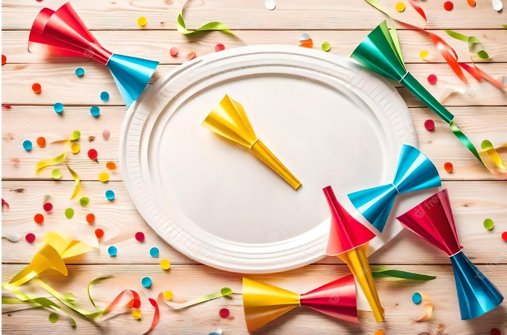 Disposable Eco-Friendly Party Event Black Blue Pink Red Gold Silver White 9" Paper Plates for Craft Scrapbooking Assorted Colors 20 Pack