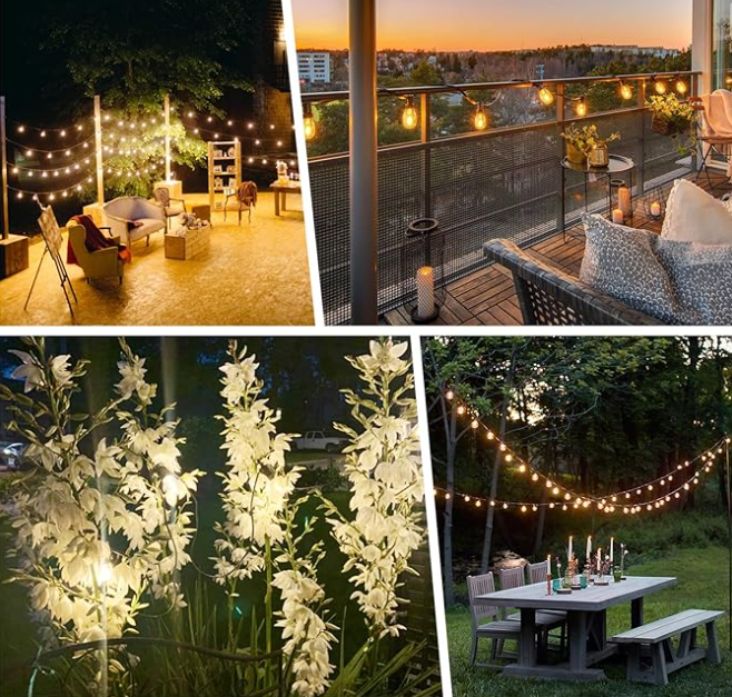 Color Changing Outdoor Shatterproof Waterproof Sync to Music Patio String Lights with Remote & APP