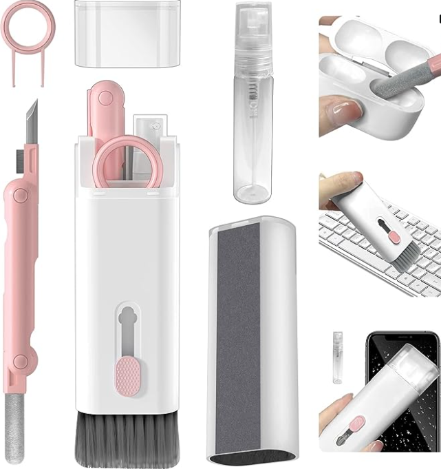 7-in-1 Portable Electronic Keyboard Phone Laptop Tablet Air Pods I Phone I Pad Dust Screen Spray Device Cleaning Kit