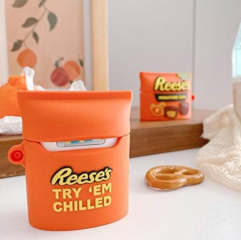 Air Pod Protective Silicone Snack Candy Cookie Coke Reeses Takis Bubble Gum 3D Design Cases with Keychain