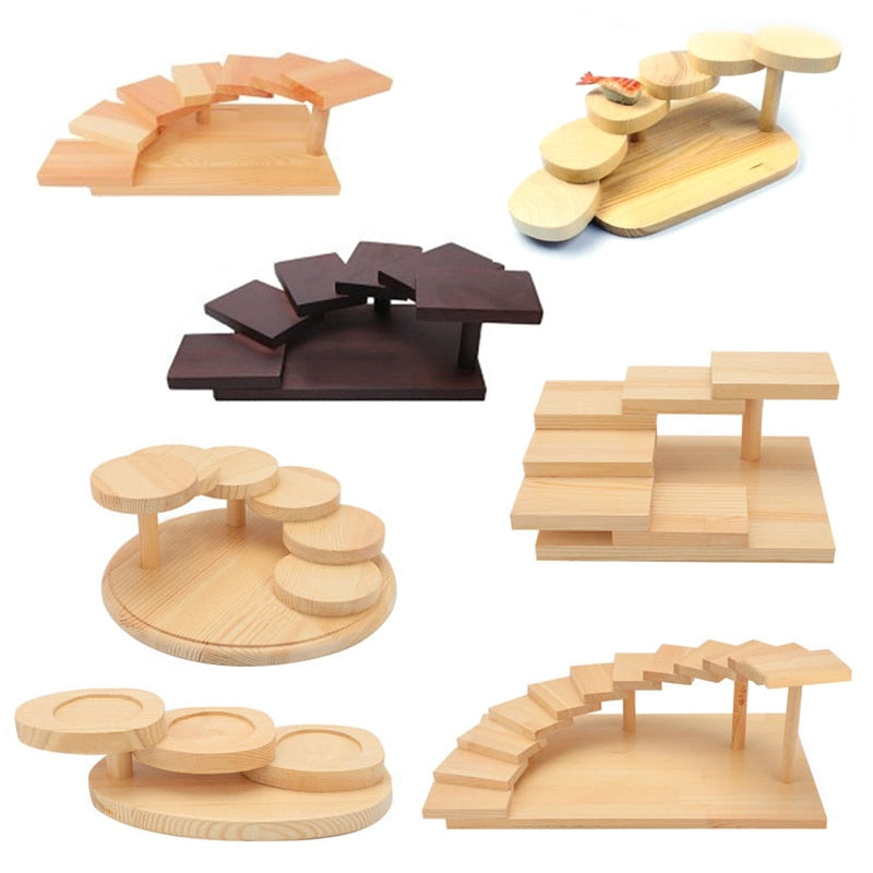 Creative Bamboo Wooden Bridge Leaf Sushi Bakery Cheese Charcuterie Pumpkin Cofin Board with Knife Serving Tray Set
