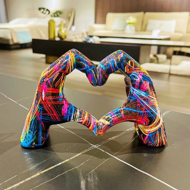 Colorful Black White Red Universal Love Gesture Resin Craft Home Decor Hands Status Sculpture Artwork for Room Decor