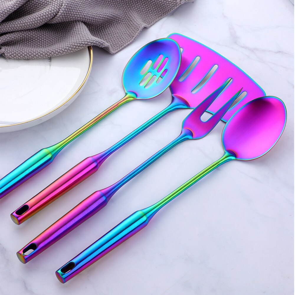 Rainbow Titanium Stainless Steel Cooking Kitchen Utensils Set