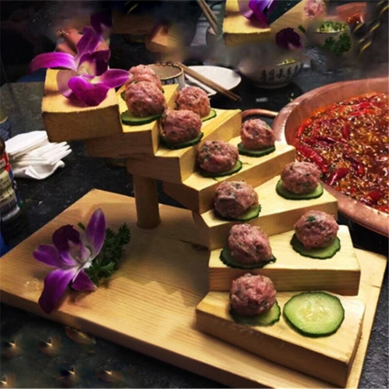 Creative Bamboo Wooden Bridge Leaf Sushi Bakery Cheese Charcuterie Pumpkin Cofin Board with Knife Serving Tray Set