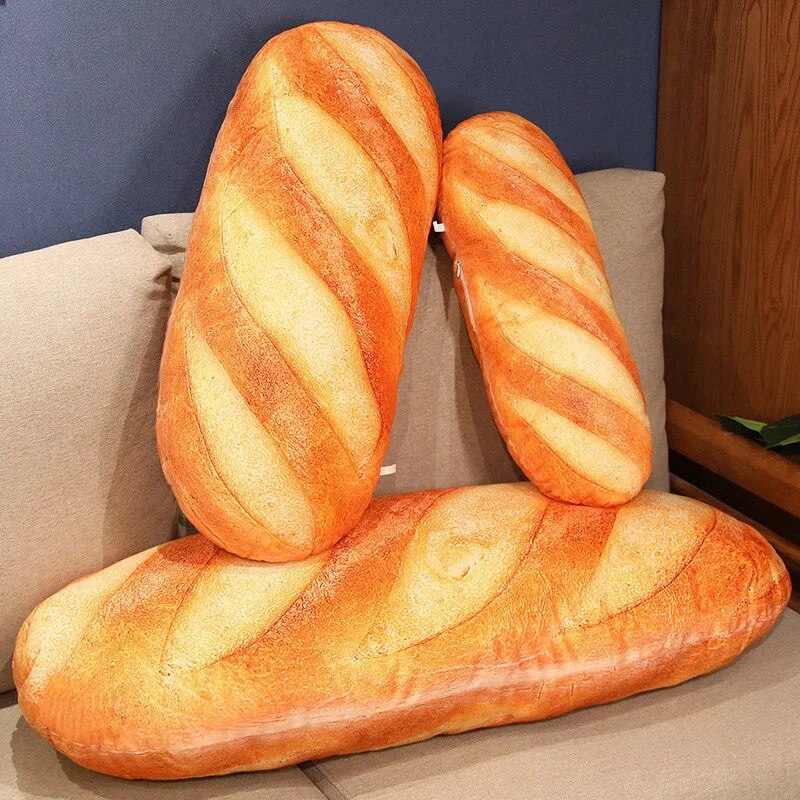 French Bread Toast 3D Big Baggette Decorative Food Designed Plush Soft Sleeping Throw Gift Pillows