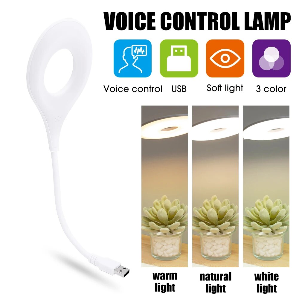 Foldable Adjustable Voice Control Three Lighting Mode Intelligent Sleep Aid Desk Table Night Ambience Lamp