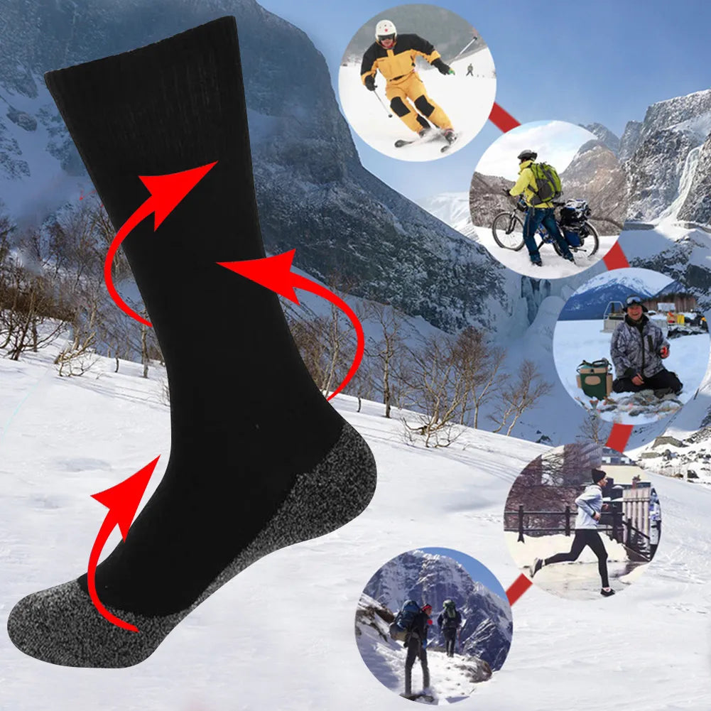 Winter Outdoor Thermal Thick Elastic Soft Self-Heating Anti Slip Socks for Men Women Kids 3 Pair Pack