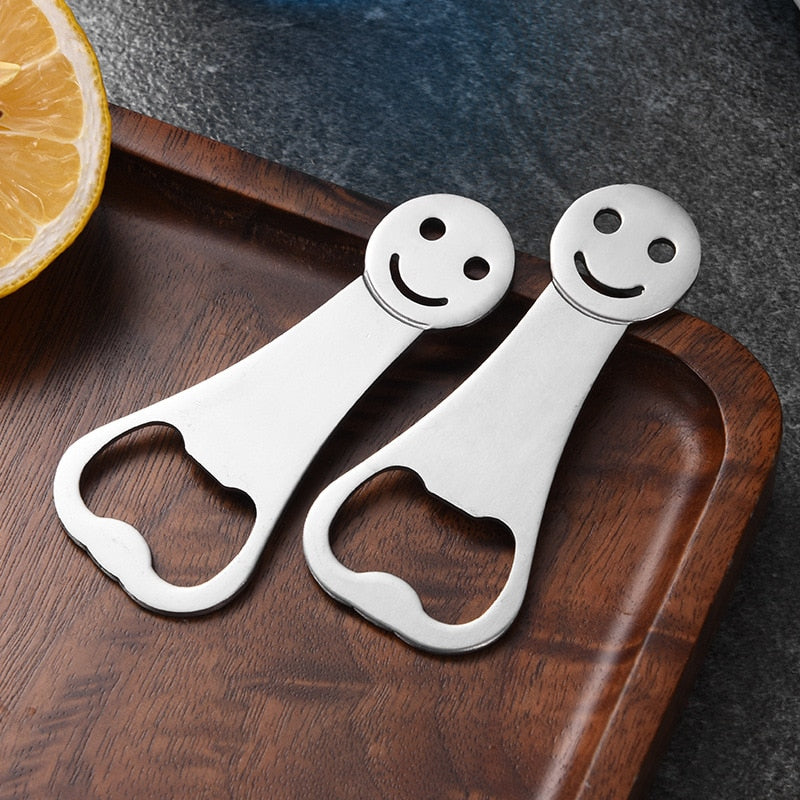 Stainless Steel Metal Smiling Face Beer Bottle Top Opener 2 Pack