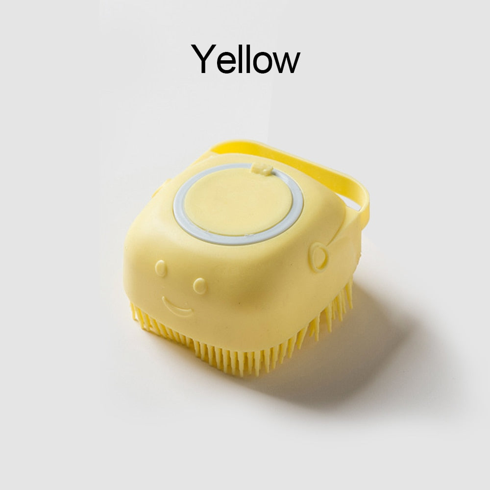 Pet Dog Cat Shampoo Soft Silicone Dispensing Bath Grooming Dog Brush Massager