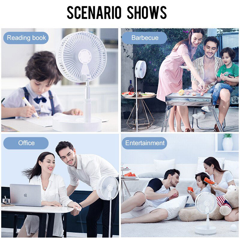 4 speed Wireless USB Rechargeable Round White Pink Black Portable Cordless Adjustable Folding Desk Floor Oscillating Fan with Remote
