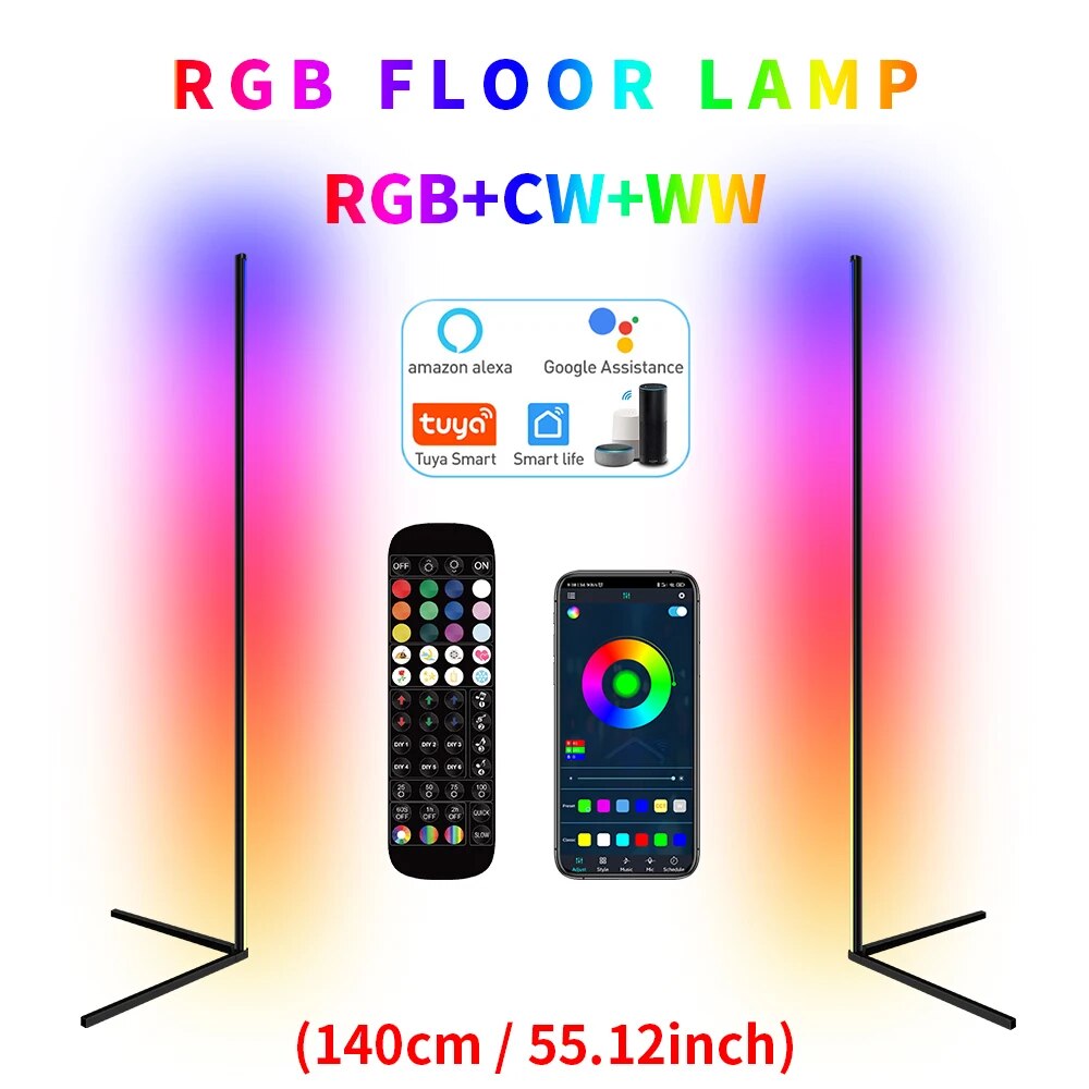 Home Decor Multi Color Smart APP Bluetooth LED Mood Corner Floor Light Lamp