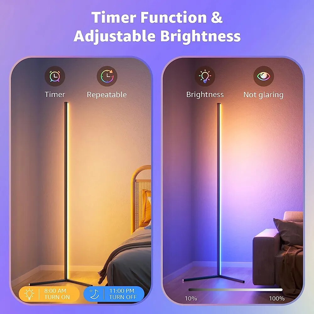 Home Decor Multi Color Smart APP Bluetooth LED Mood Corner Floor Light Lamp