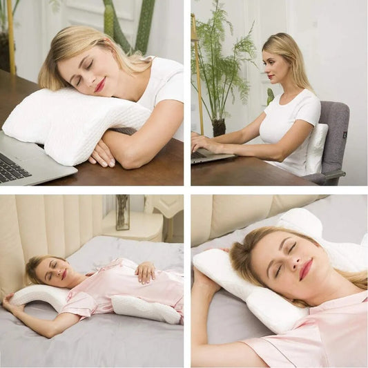 Curved U-Shaped Memory Neck Foam Orthopedic Ergonomic Back Pillow for Sleep and Sitting
