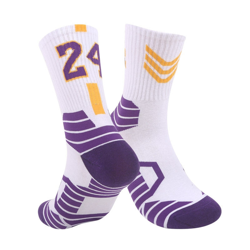 Basketball Running Sneaker Sports Graphic Athletic Player Numbers Team Spirit Colors Crew Socks for Boys, Girls, Men, Women 2 Pack