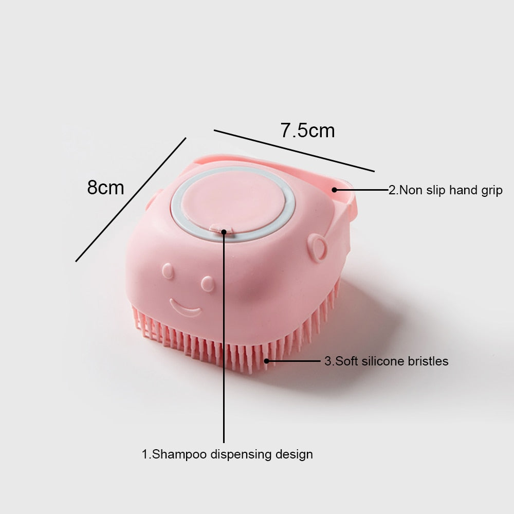 Pet Dog Cat Shampoo Soft Silicone Dispensing Bath Grooming Dog Brush Massager