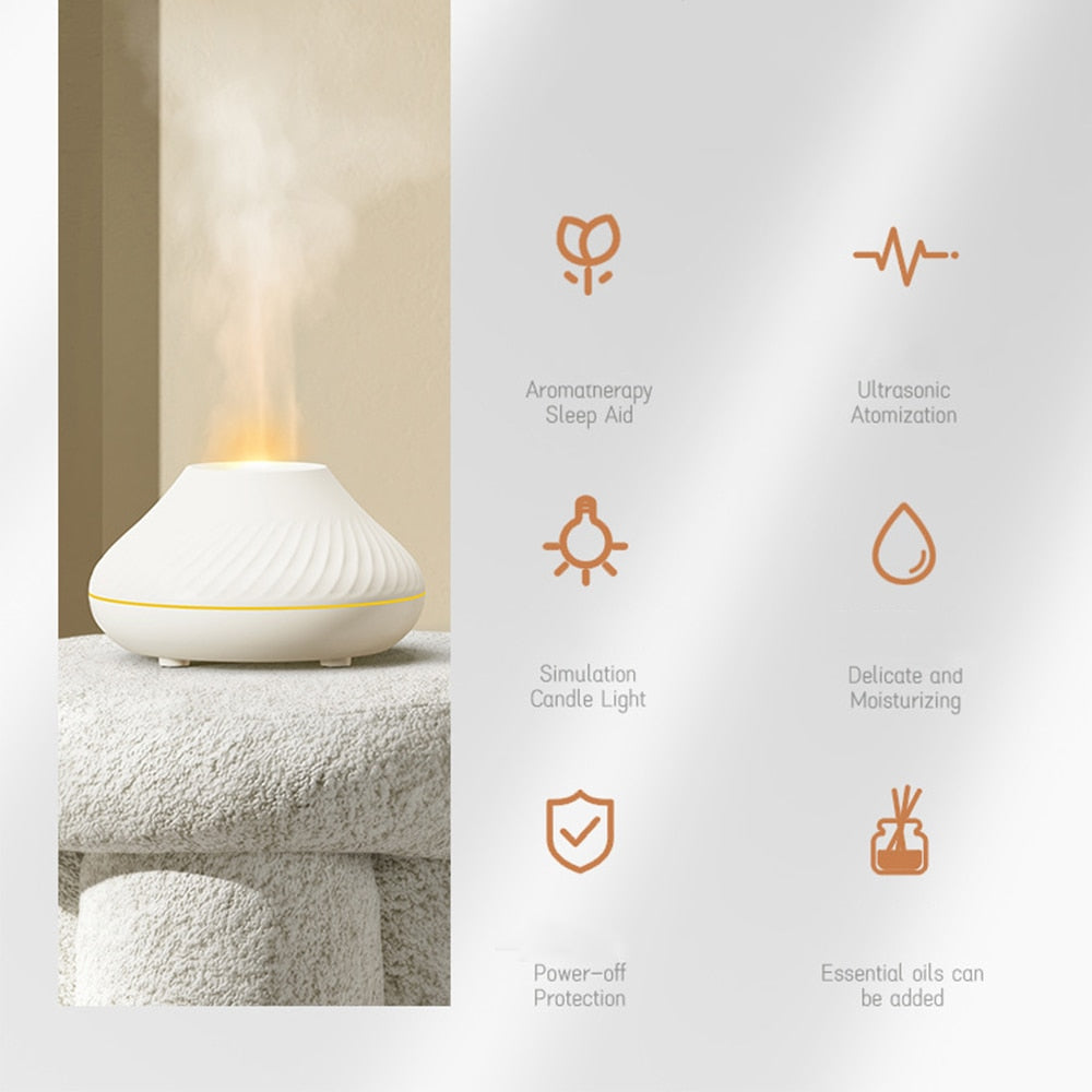 Volcanic Flame Essential Oil Aroma Humidifier Diffuser With LED Night Light