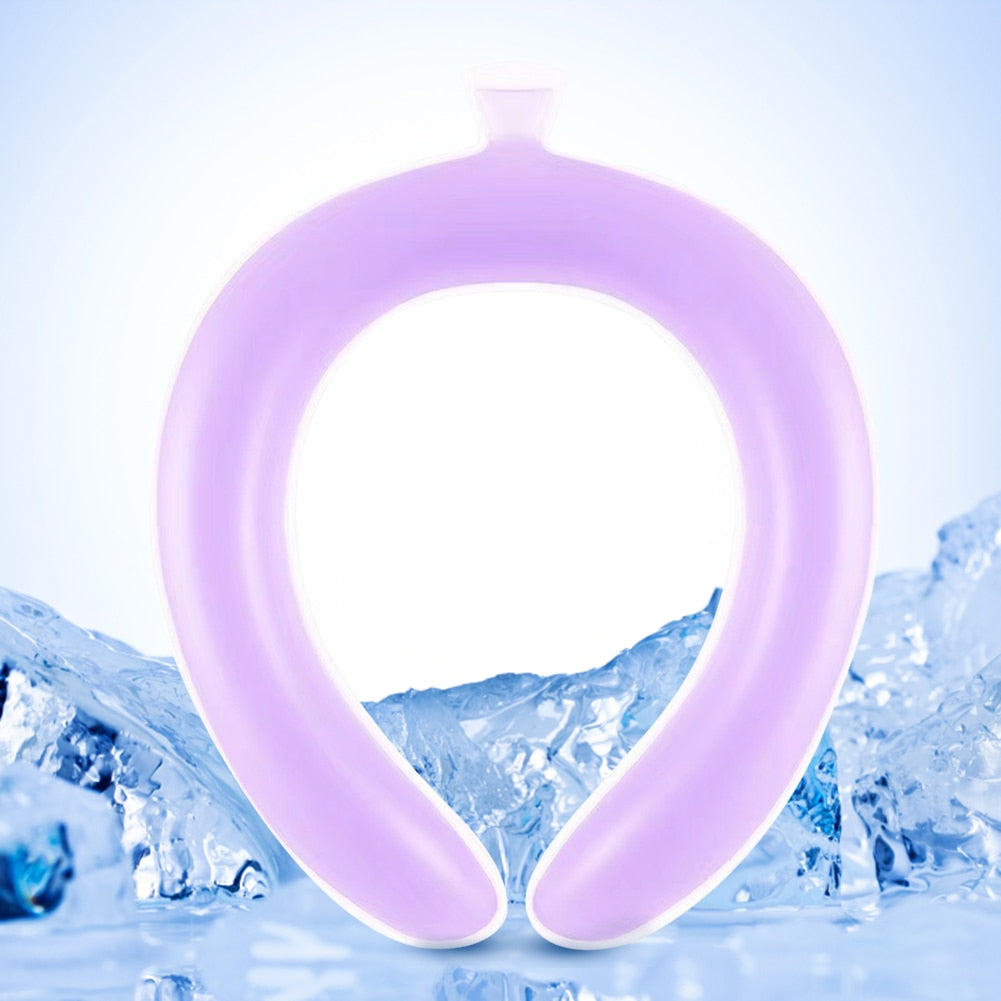 Portable Reuseable Neck Ice Gel Cooling Heat Relief Ring Cushion Tube for Women Men Kids for Summer with Carry Bag