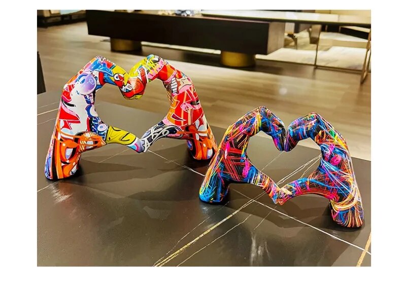 Colorful Black White Red Universal Love Gesture Resin Craft Home Decor Hands Status Sculpture Artwork for Room Decor
