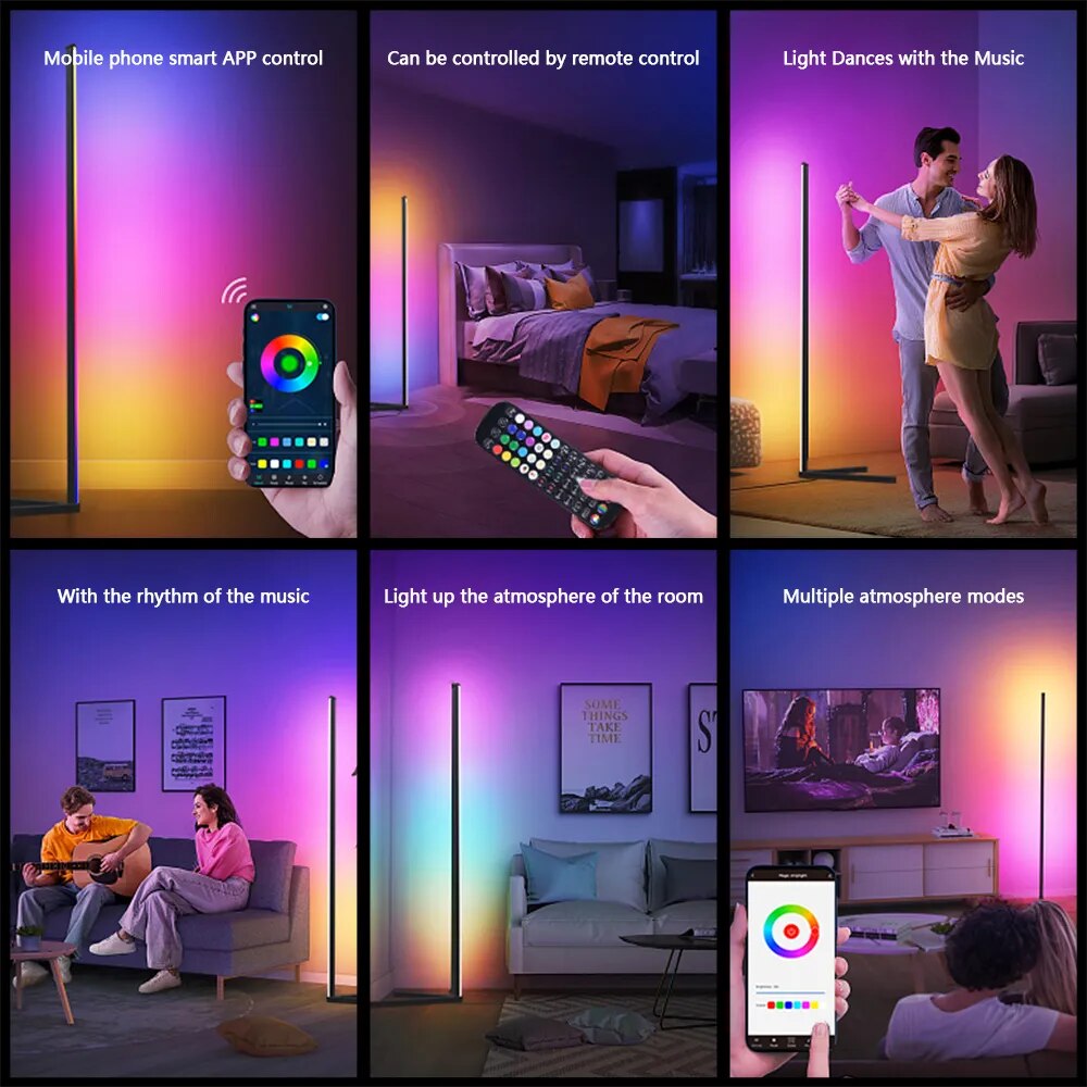 Home Decor Multi Color Smart APP Bluetooth LED Mood Corner Floor Light Lamp