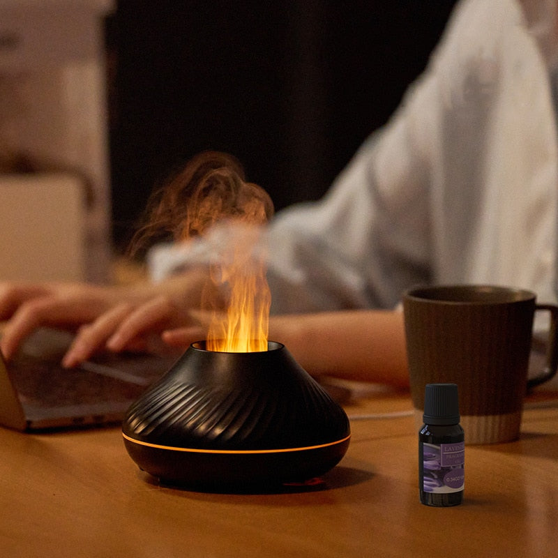 Volcanic Flame Essential Oil Aroma Humidifier Diffuser With LED Night Light