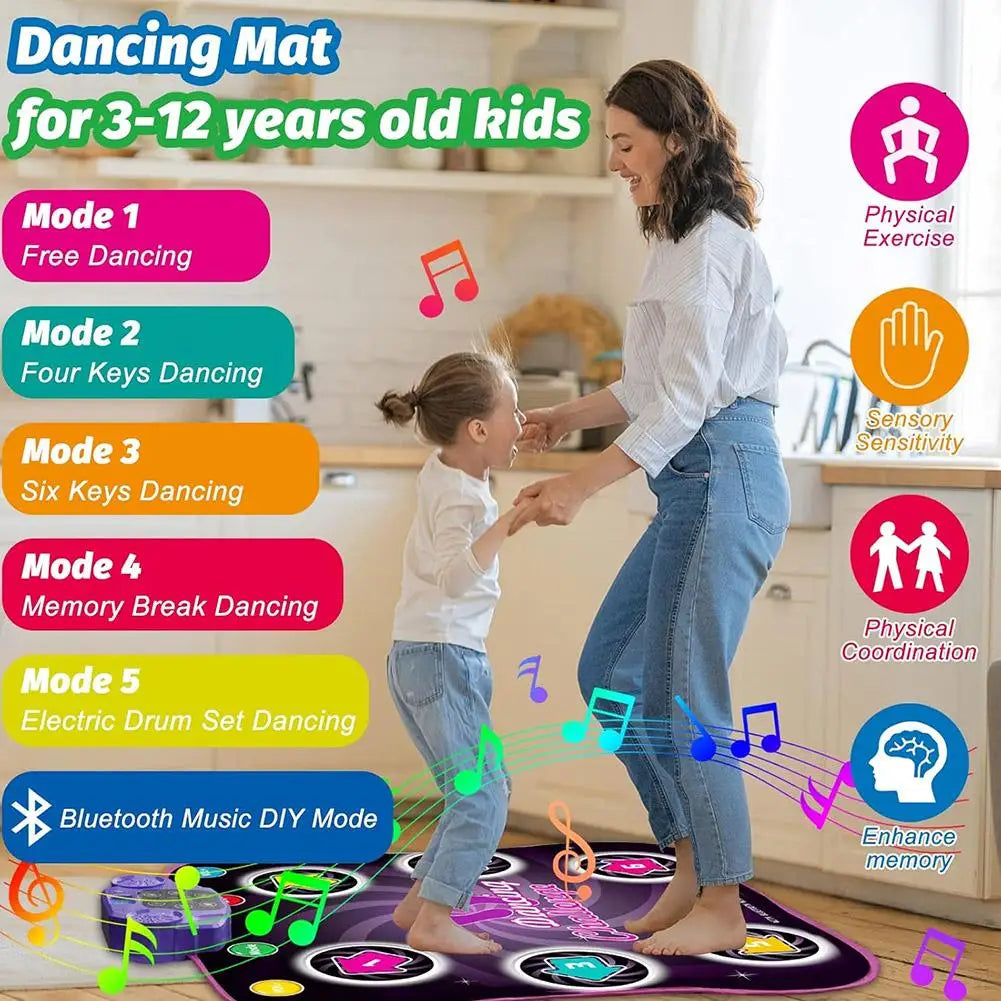Bluetooth Electronic Light Up Musical Dance Game Mat Toys for Kids Adults