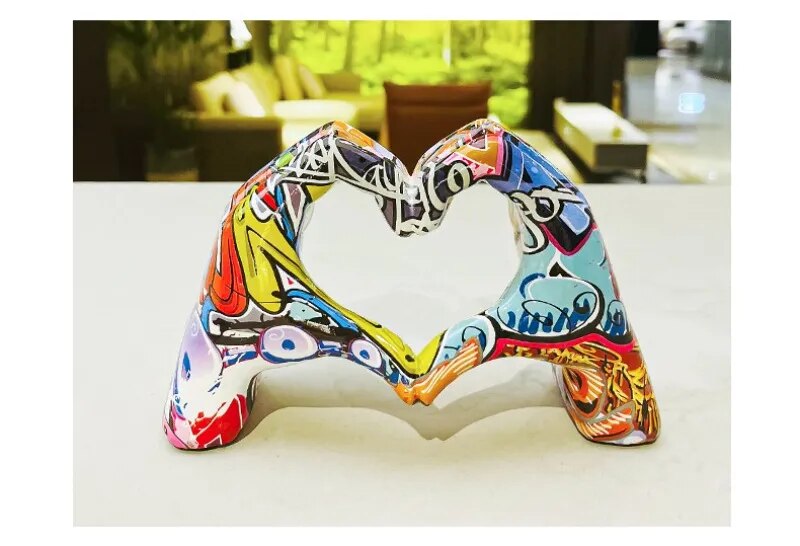 Colorful Black White Red Universal Love Gesture Resin Craft Home Decor Hands Status Sculpture Artwork for Room Decor